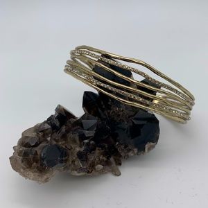 LOFT Gold Tone Multi-Row Crystal Bangle Bracelet